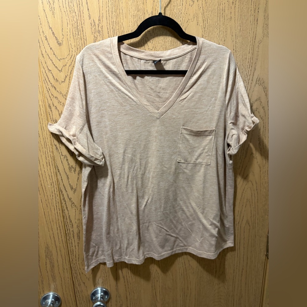 SHEIN Burnt Orange V-Neck Short Sleeve Tee